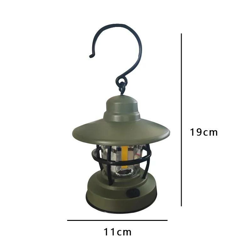 Кемпинговый фонарь в стиле ретро хаки / Портативный светодиодный светильник для пикника
