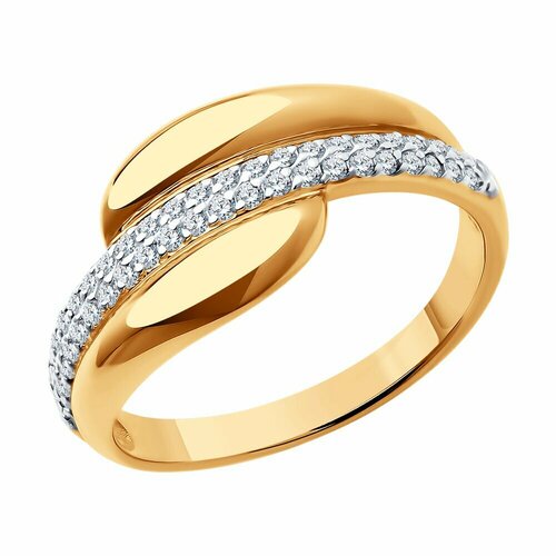 Кольцо SOKOLOV, красное золото, 585 проба, фианит, размер 18 кольцо с 45 фианитами из красного золота