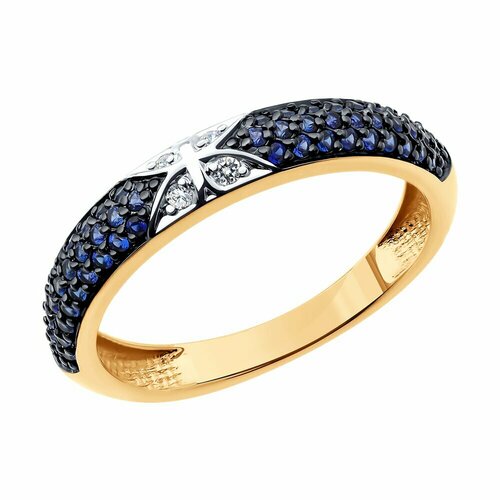 фото Кольцо sokolov, красное золото, 585 проба, корунд синтетический, бриллиант, размер 17