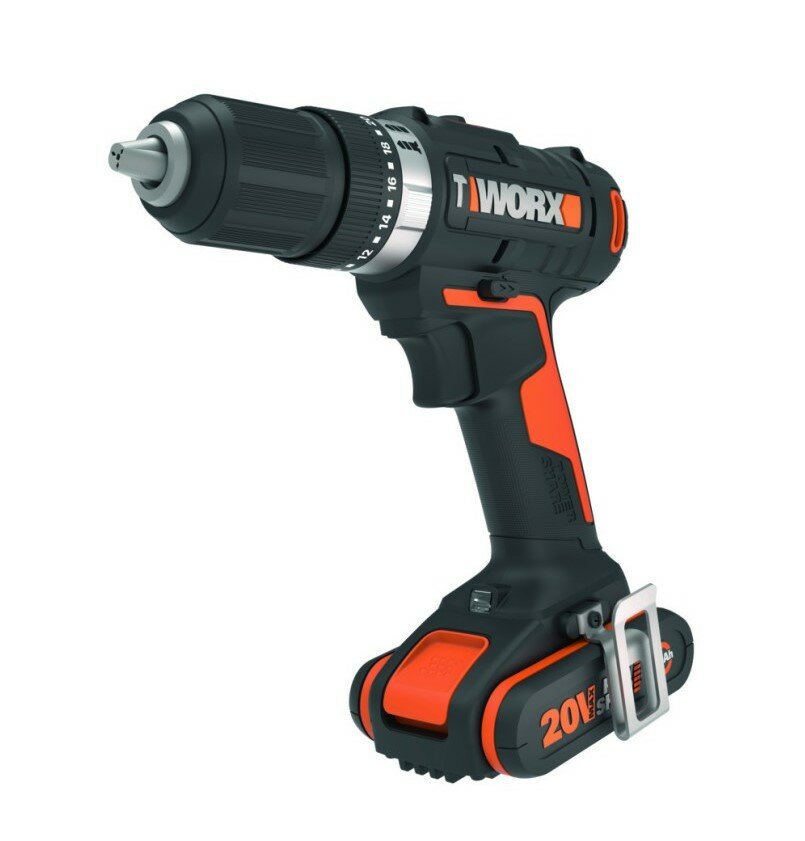 Дрель-шуруповерт ударная аккумуляторная WORX WX370, 50Нм, 20В, 2Ач x1, ЗУ 2А, кейс