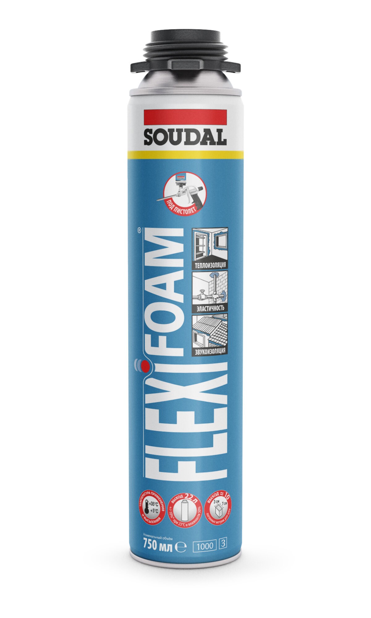 Эластичная синяя пена Soudal Flexifoam, 750 мл