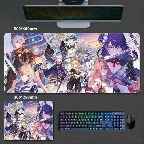 Коврик игровой компьютерный для мыши 900х400х4мм Genshin Impact