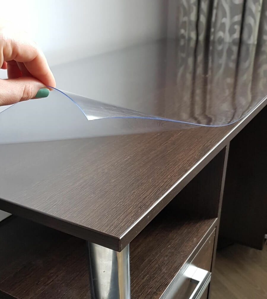 фото Скатерть прозрачная силиконовая, толщина 0,2 мм (200 мк), 140х100 см / мягкое-гибкое стекло ПВХ