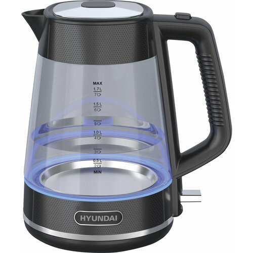 Чайник электрический Hyundai HYK-G3503 17л 2200Вт черныйсеребристый корпус стекло 236000₽