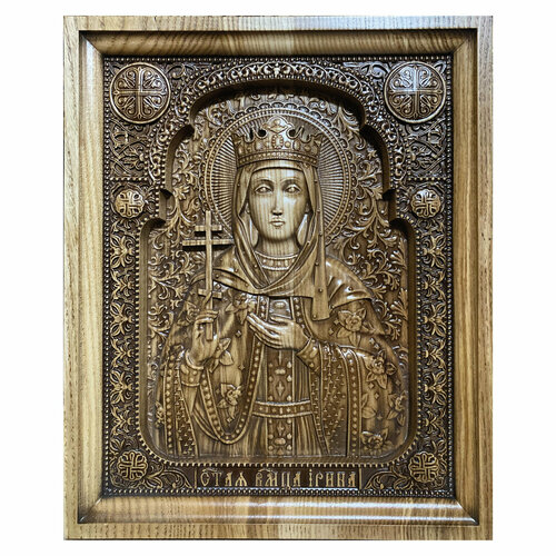Икона Святая Ирина Великомученица резная из дерева 19х23 см