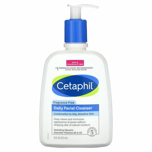 Cetaphil, Ежедневное очищающее средство для лица, без отдушек, 473 мл cetaphil ежедневное очищающее средство для лица 237 мл 8 жидк унций