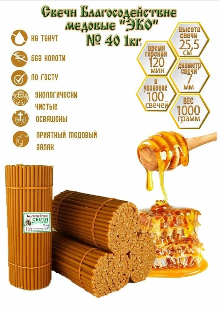 Свечи Церковные восковые №40, 1 кг