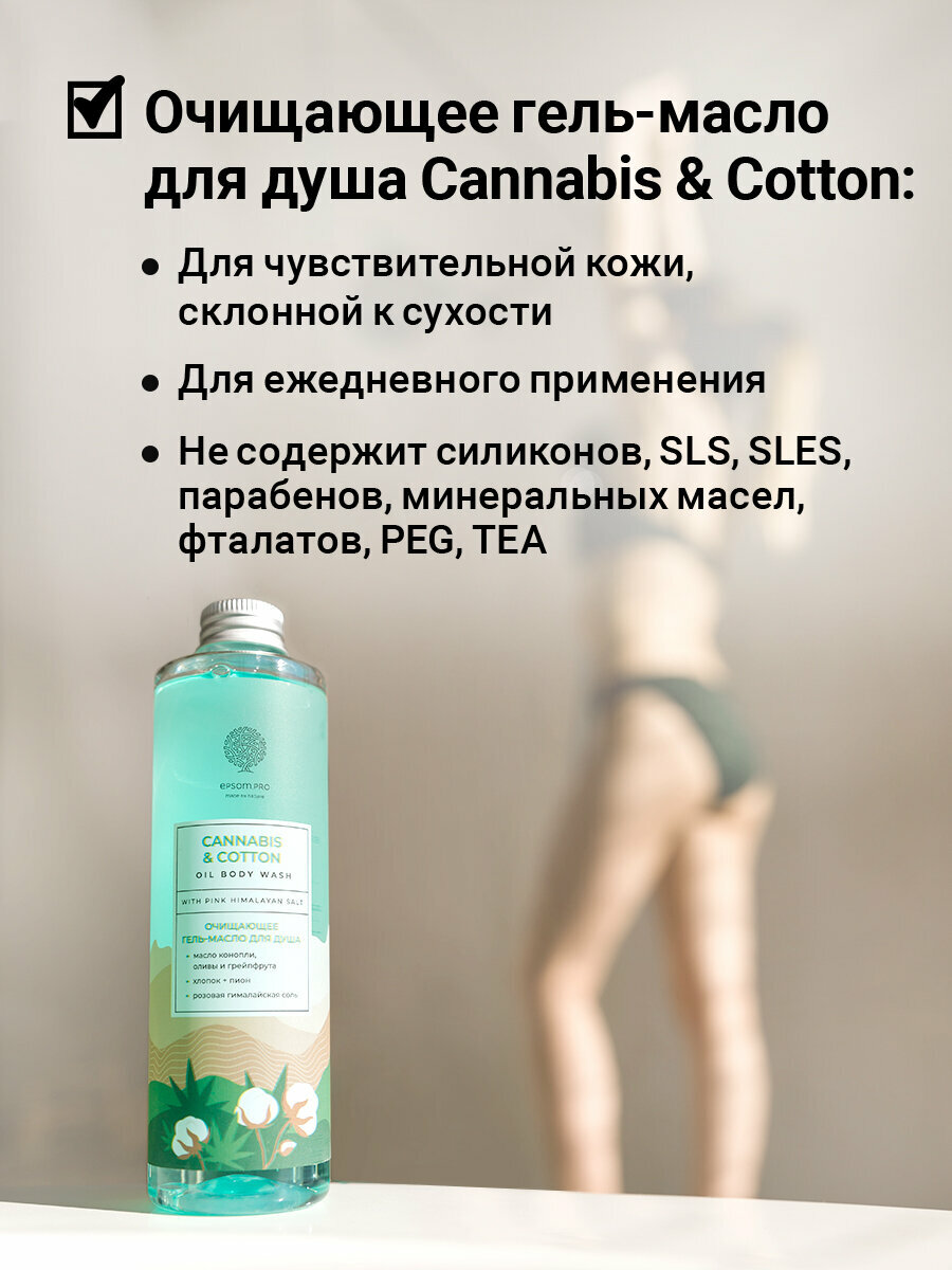 Cannabis and cotton oil body wash Очищающее масло для душа, 250мл