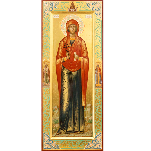 Икона святая Аглаида на дереве на левкасе со святыми Владимиром и Еленой 33 см