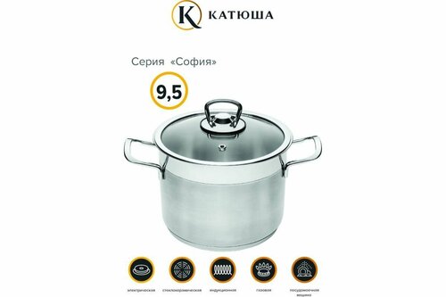 Кастрюля нерж. сталь София/Марта стекл. крышка