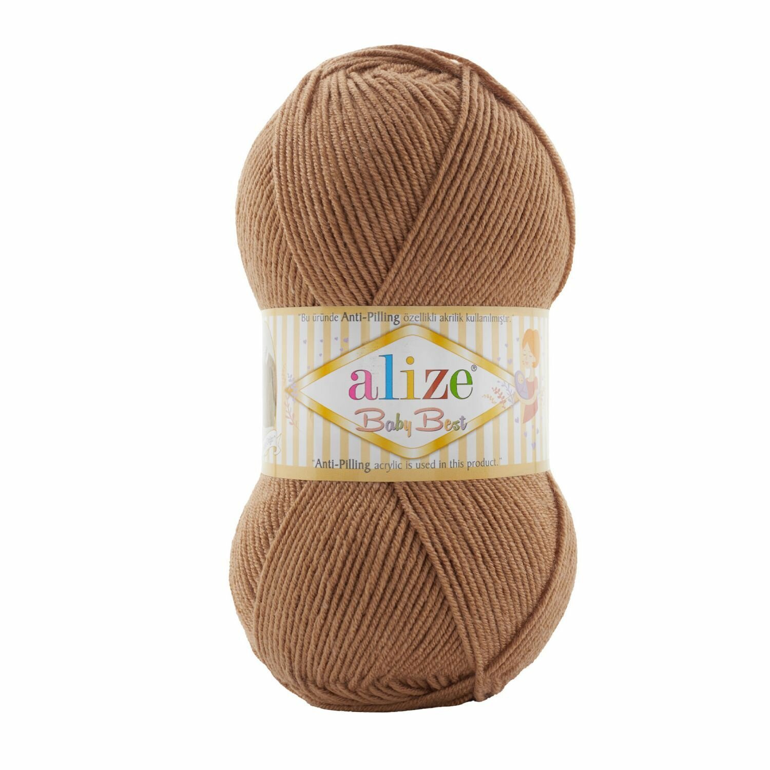 Пряжа ALIZE "Baby Best", 100 г 240 м, 10% бамбук, 90% акрил, с эффектом антипиллинг, 824 светло-коричневый, 5 шт