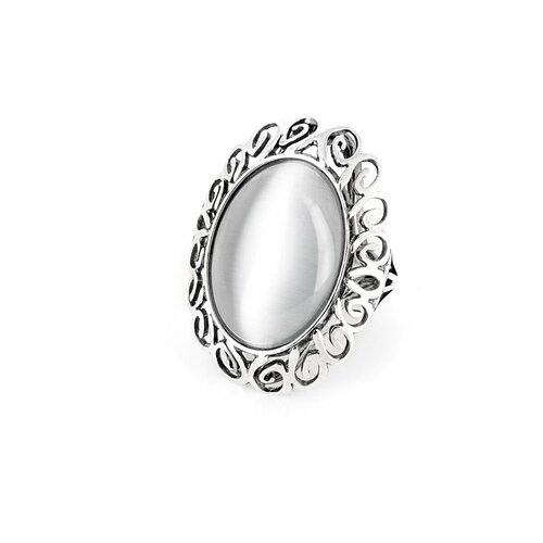 фото Кольцо l-silver, серебро, 925 проба, родирование, улексит, размер 17.5, серебряный, серый