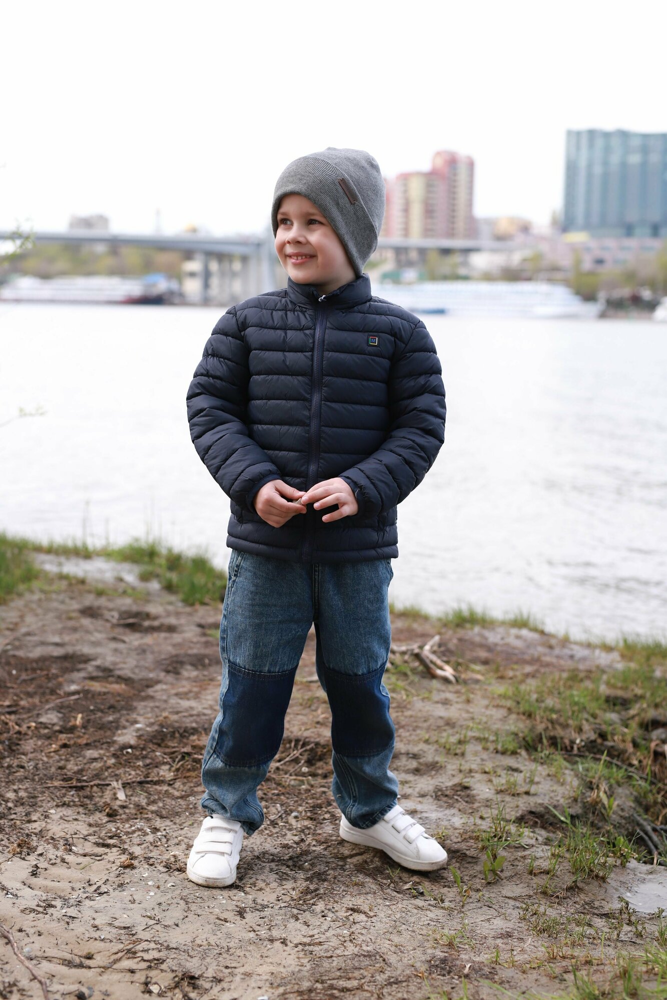 Шапка-бини Андерсен Весна-лето 2023 для мальчиков, размер 54-56, серый — фото 1