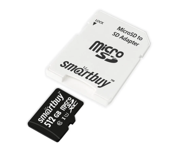 Карта памяти Micro SD Smartbuy Classic Series 512GB Class10 90MB/s (SB512GBSDCL10-01) + SD adapter