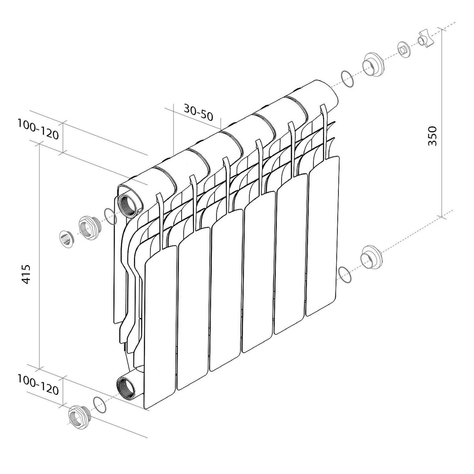 Радиатор Royal Thermo Revolution Bimetall 350 - 6 секц.