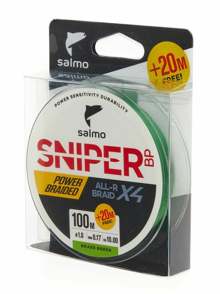 Шнур плетеный Salmo Sniper BP ALL R BRAID х4 Grass Green 120м 0.17мм