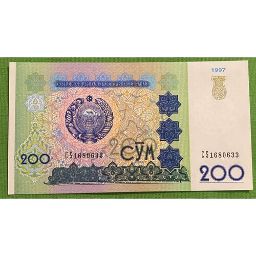 Банкнота Узбекистана 200 сум 1997 год UNC набор из 4 х банкнот узбекистан 1997 2013 год 200 5000 сум unc