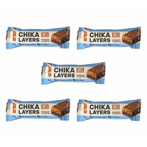 Протеиновый батончик Chikalab Chika Layers (5ти слойный) Лесной орех с Карамелью, 5 шт bombbar chikalab – chika layers 15шт по 60г лесной орех с карамелью