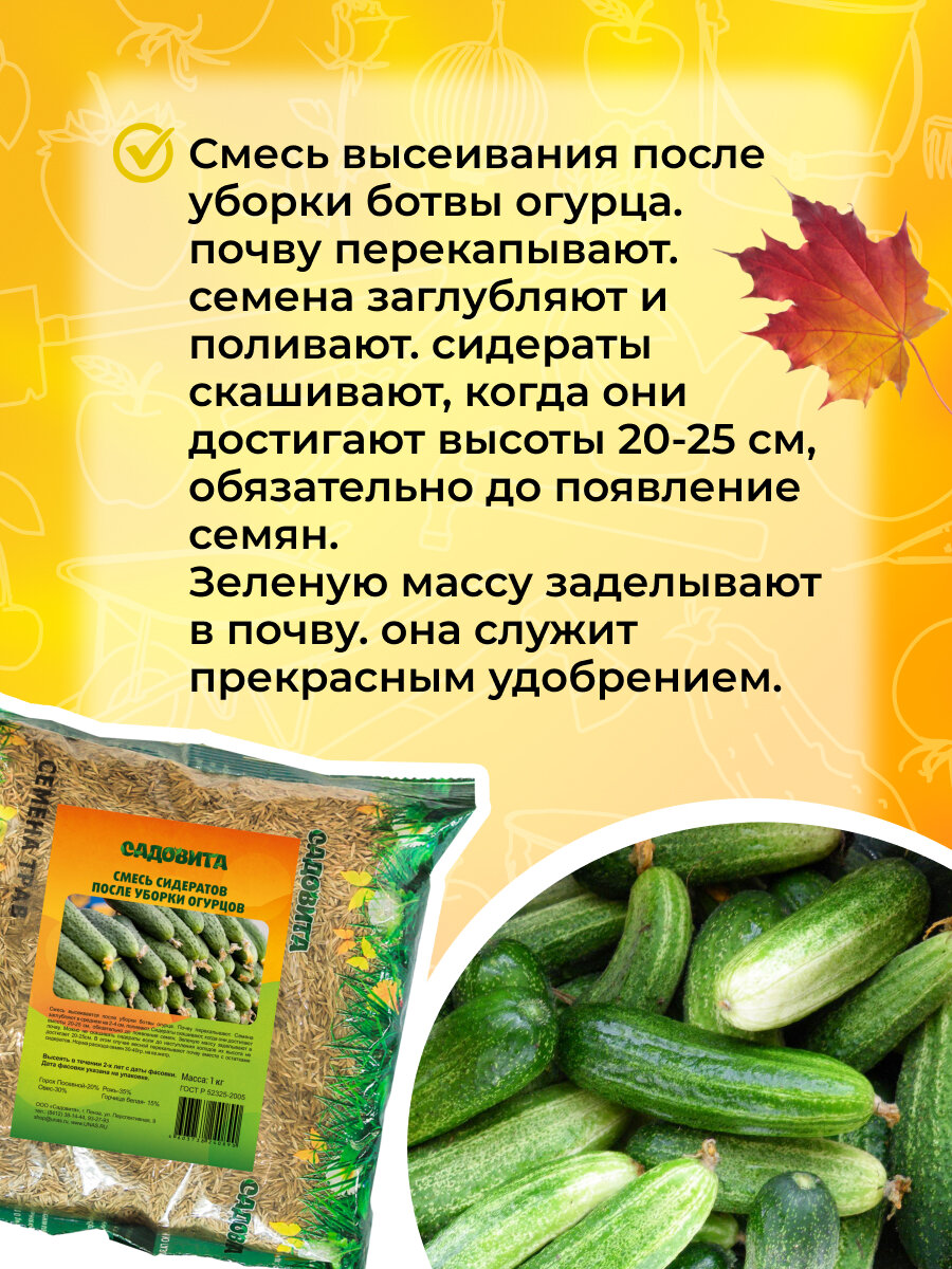 Смесь сидератов после уборки огурцов 1кг садовита — фото 2