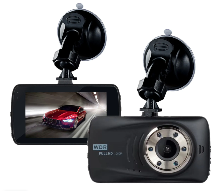 Автомобильный видеорегистратор с двумя камерами и разрешением видеозаписи Full HD 1080P / G-Sensor / IPS дисплей / Камера заднего вида для парковки