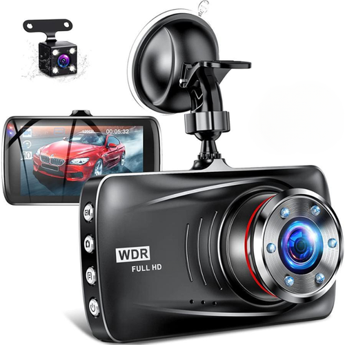 Автомобильный видеорегистратор FaizFull с двумя камерами / Full HD 1080P / Датчик удара G-Sensor / Камера заднего вида для парковки