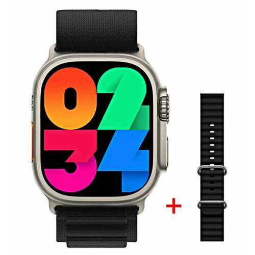 Смарт часы HW9 ULTRA MAX Умные часы PREMIUM Series Smart Watch 2 ремешка iOS Android Bluetooth звонки Уведомления Черносеребристые Pricemin 464400₽