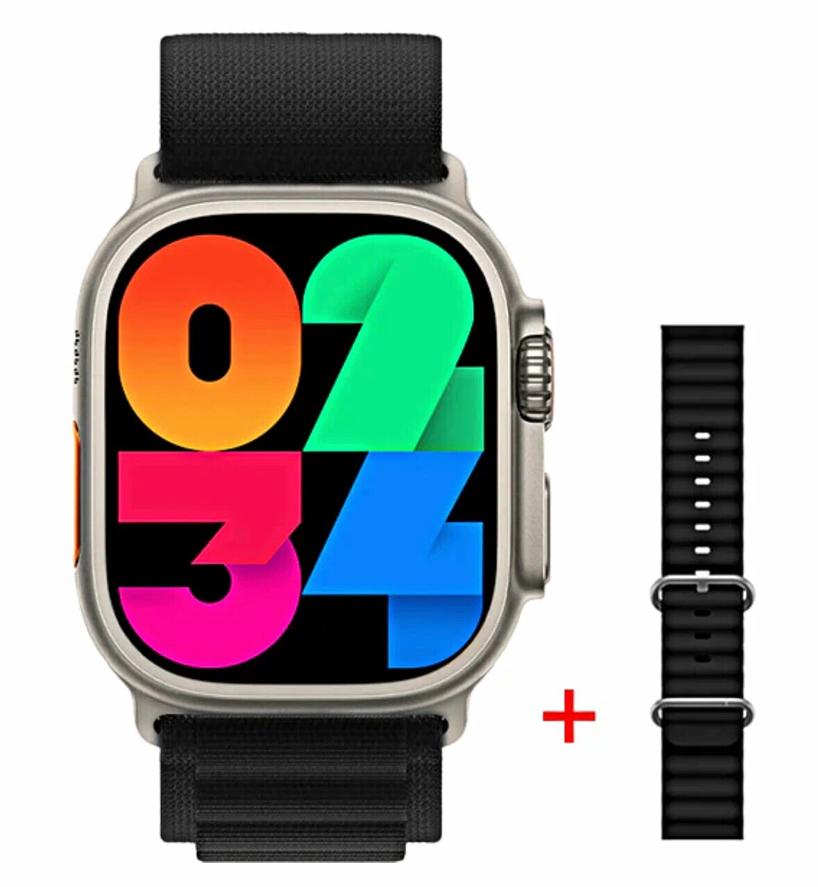 Смарт часы HW9 ULTRA MAX PREMIUM Series Smart Watch, 2 ремешка, iOS, Android, Bluetooth звонки, Уведомления, Черносеребристые