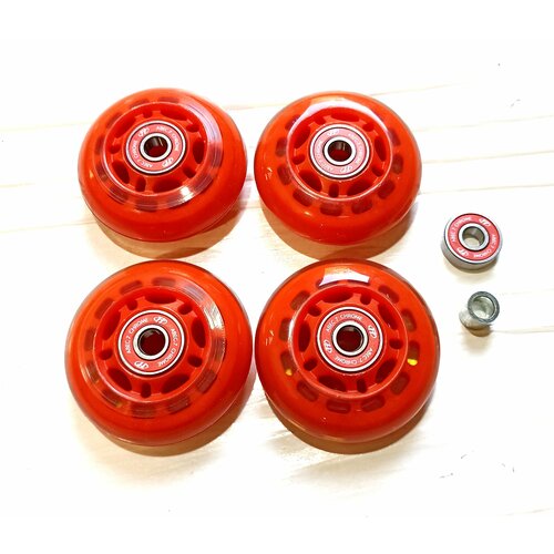 фото Колесо для роликов 64х24 мм. набор 4 шт. pu. с подшипниками и спейсерами. techteam