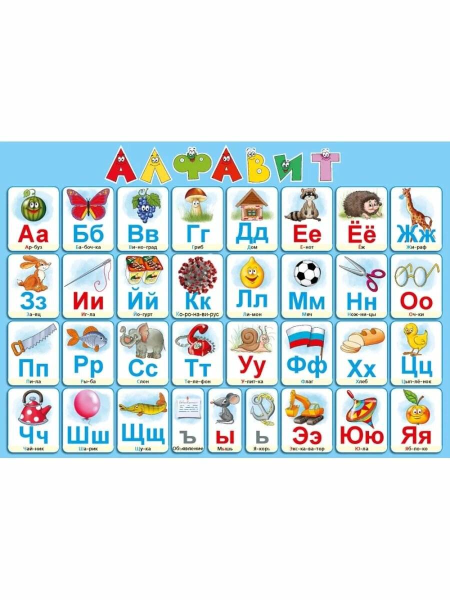 Плакат "Русские буквы Алфавит" формат А3 (30*42см)