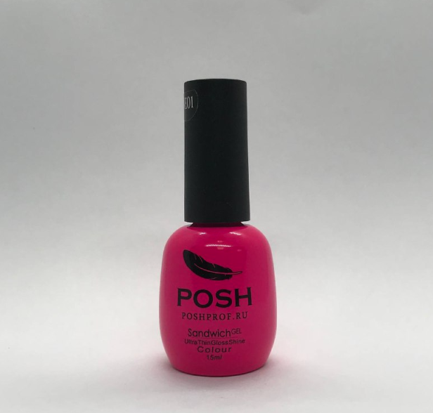 POSH Sandwich Gel Colour Neon Гель-лак для ногтей UV/LED на 25 дней 15 мл Неон Розовый Фуксия тон NEO1 Пионовый драйв