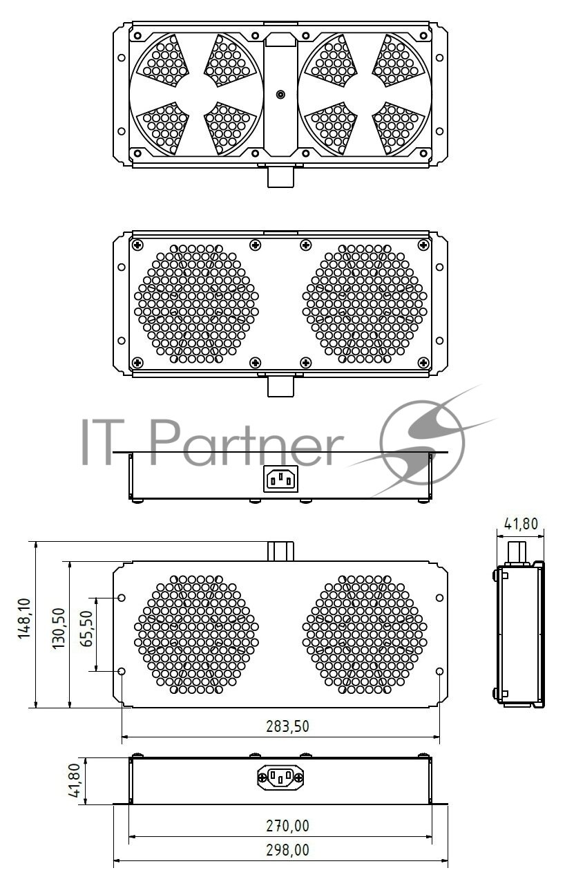 Вентиляторный модуль Hyperline TFAB-T2FR черный 1 шт. - фото №10