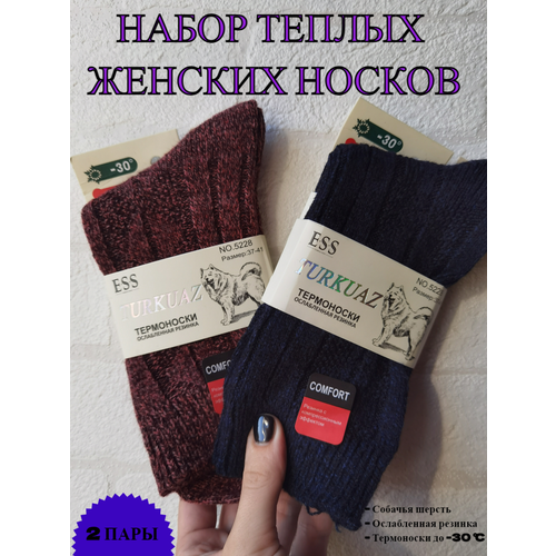 фото Термоноски , 2 пары, размер 37-41, бордовый, синий yuma g