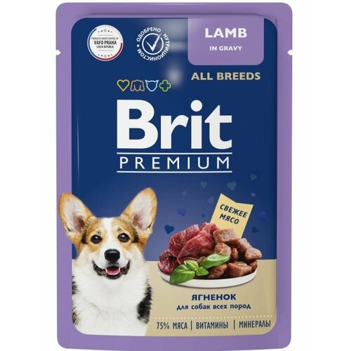 Влажный корм для собак всех пород Brit Premium Ягненок в соусе 85 г корм для собак brit ягненок и гречка 410 г
