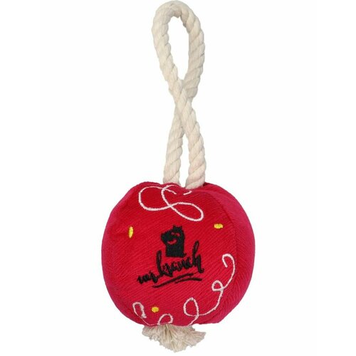Игрушка Mr.Kranch для собак мелких и средних пород Шарик новогодний с канатом, ярко-розовый 20*9*9см
