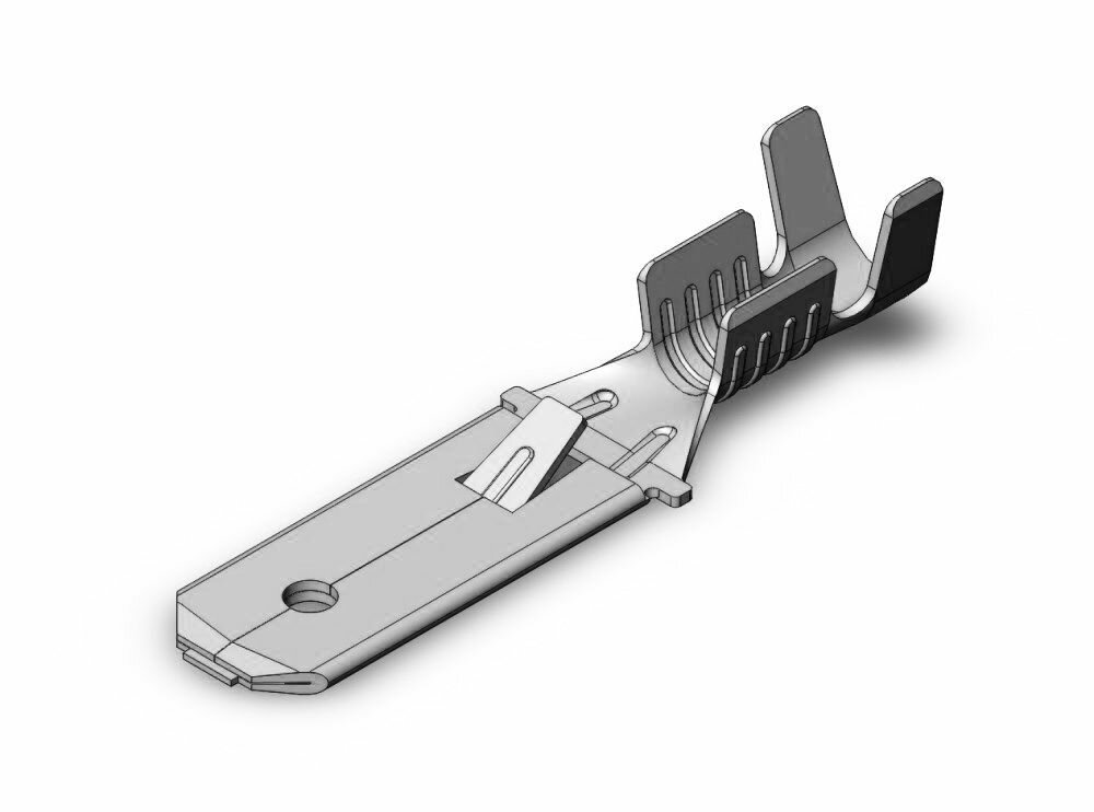 фото Клемма плоская неизолированная - штекер плоский 6.3мм 1-2.5мм. кв луженый с замком SF1EU1, Hatko