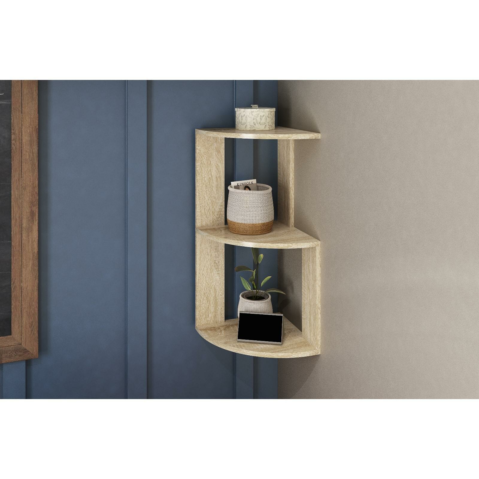 фото Полка угловая настольная и навесная Лео №3, 250х250х660, Дуб сонома