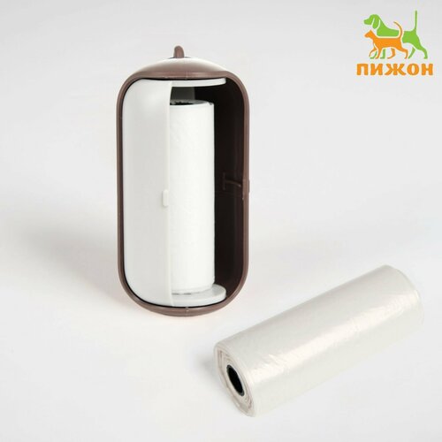 Контейнер-раздвижной с мешками для уборки рулон 15 пакетов 29х21 см кофейно-серый 335₽