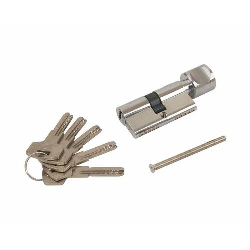 Цилиндр профильный ELEMENTIS 30(ключ)/30(ручка 24.5мм) ЦАМ, 5 перфорированных ключей, никелированный