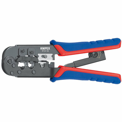 Пресс-клещи KNIPEX для штекеров RJ, 2 гнезда, RJ 11/12 (6-pin), RJ 45 (8-pin), 190 мм, SB