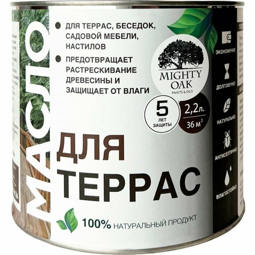 Масло для террас MIGHTY OAK (бесцветный; 2,2 л) МО 156