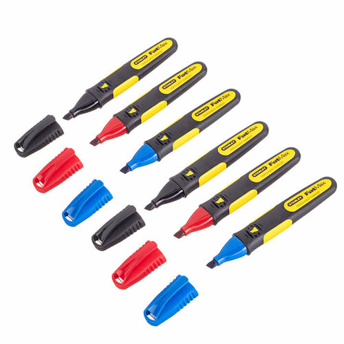 Маркер перманентный Stanley Fatmax 3 цвета в наборе (6 шт.) набор инструментов stanley hand tools stanley fmmt82684 1 fatmax 3 8 49 предметов с торцевыми головками