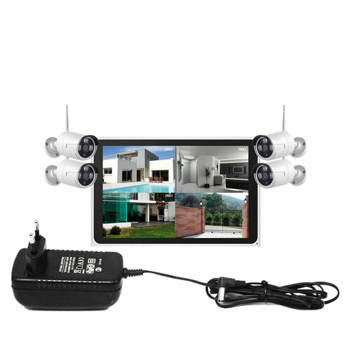 Радиоканальный комплект видеонаблюдения Квадро Вижион Клоуд Монитор-02-4 Люкс O49283EB с облачным хранением на 4 уличные камеры с экраном 10 2091200₽