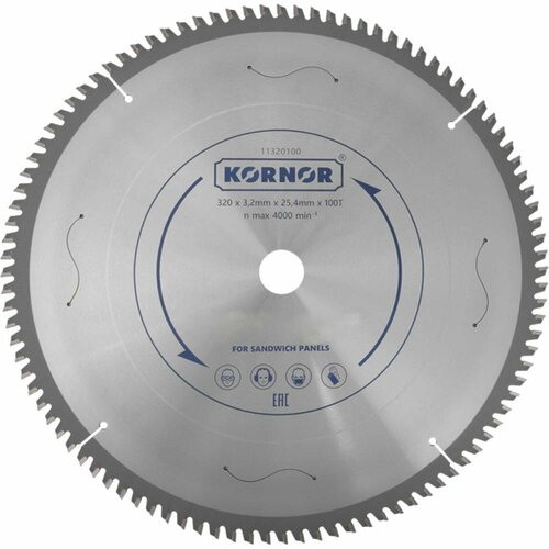 Диск пильный для сэндвич-панелей (320х25.4 мм; 100 зубьев; TCT) KORNOR 11320100