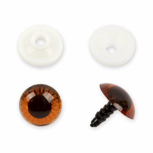 HobbyBe PGSL-20 Глаза пластиковые с фиксатором (с лучиками) d 20 мм 5х2 шт. коричневый