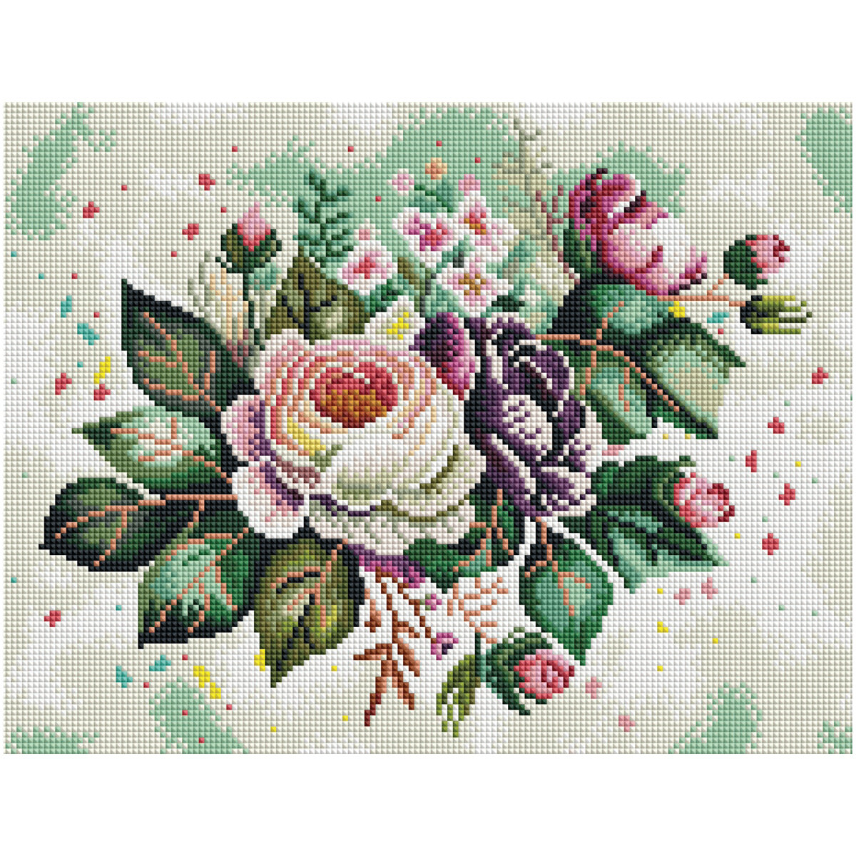 Алмазная мозаика ТРИ совы "Цветочная композиция", 30*40см, холст на деревянном подрамнике, картонная коробка с пластиковой ручкой