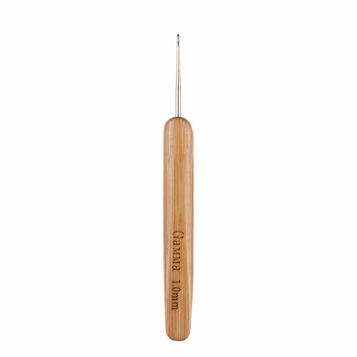 Для вязания Gamma RHB крючок с бамбуковой ручкой сталь бамбук d 1.0 мм 13.5 см в блистере .