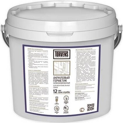 фото Герметик Акриловый Силиконизированный Torvens 15кг Белый, для Межпанельных Швов / Торвинс.
