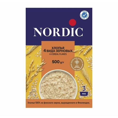 Хлопья Nordic 4-х зерновые 500г, Россия