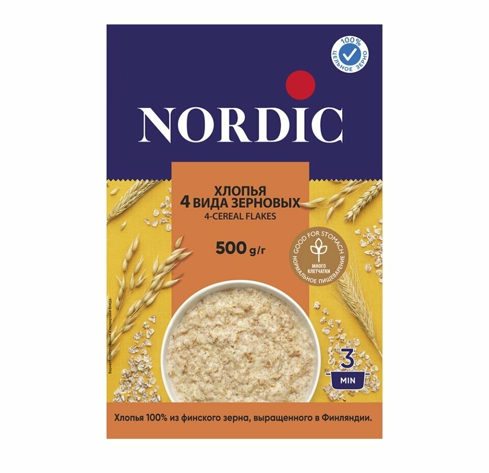 Хлопья NORDIC 4 вида зерновых