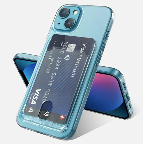 Чехол Clear Card, для iPhone 14, прозрачный, встроенный держатель — фото 1